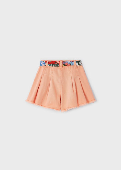 Short con cinturón estampado de algodón sostenible para niña Art. 23-03209-081 Melocoton