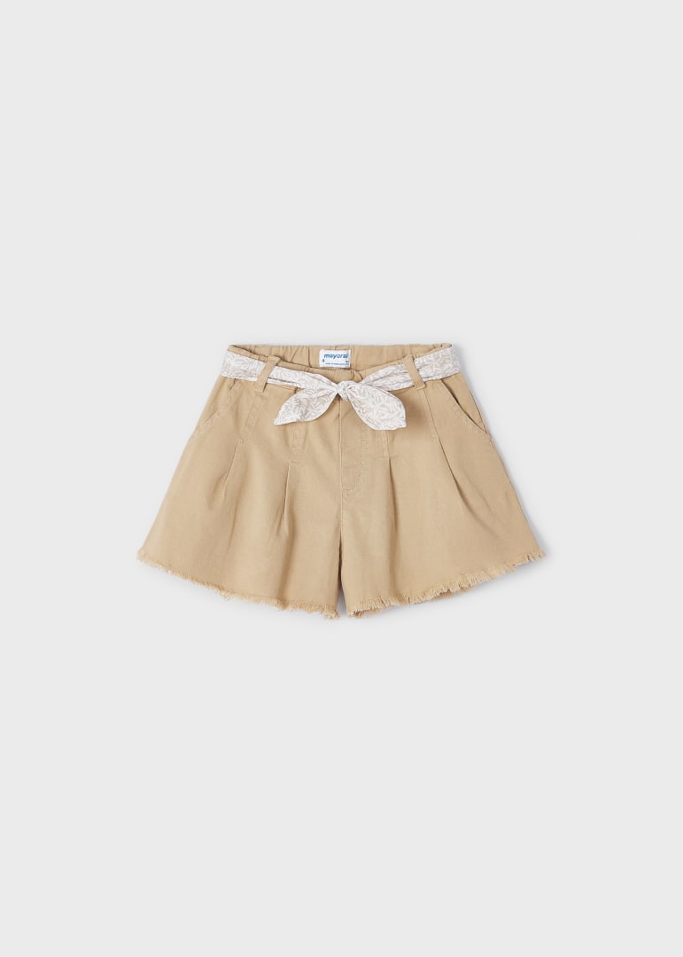 Short con cinturón estampado de algodón sostenible para niña Art. 23-03209-082 Tostado