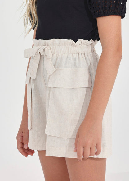 Short con lino para chica Art. 23-06236-046 Lino