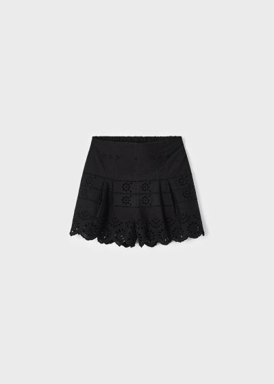 Short con motivo perforado de algodón para niña Sku 3204 Color 29 Negro