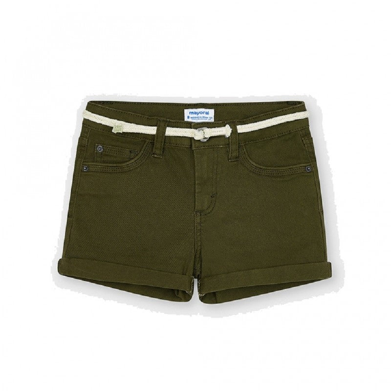 Conjunto 2 Pz  Short Sarga Basico para chica MAYORAL Ref. 275/89 Verde Caza