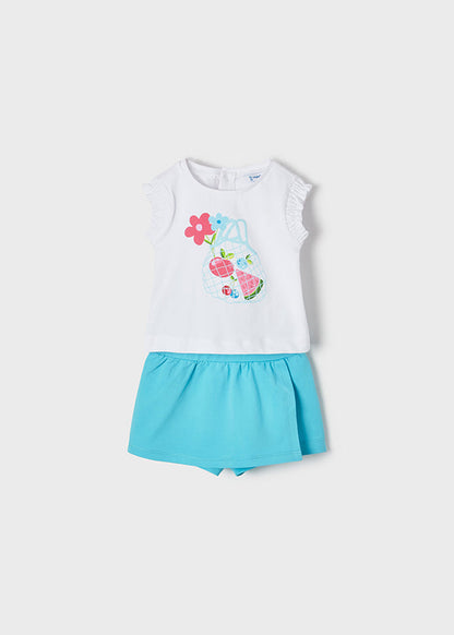Conjunto 2 Pz Bebe Niña Short Punto SKU 1241 Color Turquesa