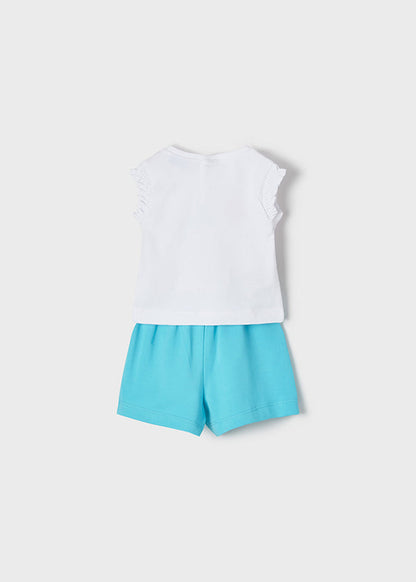 Conjunto 2 Pz Bebe Niña Short Punto SKU 1241 Color Turquesa