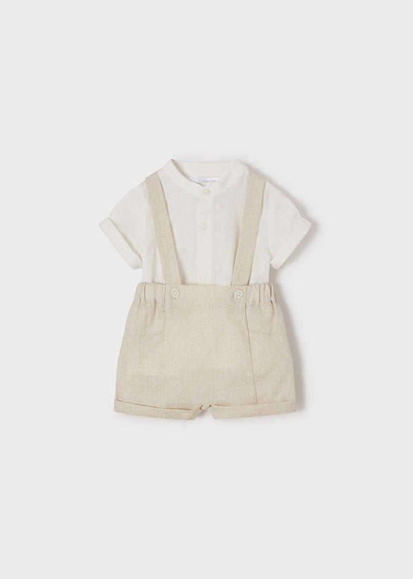 Conjunto de pantalones cortos con tirantes para bebés-niños Mayoral Ref 1215- 40 PIedra