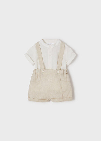 Conjunto de pantalones cortos con tirantes para bebés-niños Mayoral Ref 1215- 40 PIedra