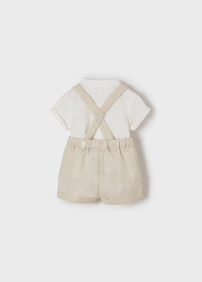 Conjunto de pantalones cortos con tirantes para bebés-niños Mayoral Ref 1215- 40 PIedra