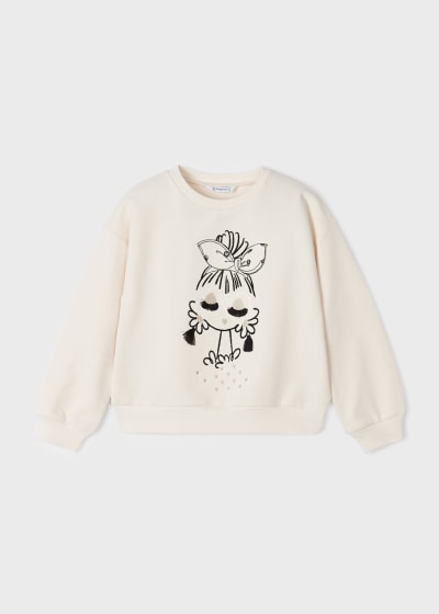 Sudadera con apliques de algodón sostenible para niña Sku 3435Color Garbanzo