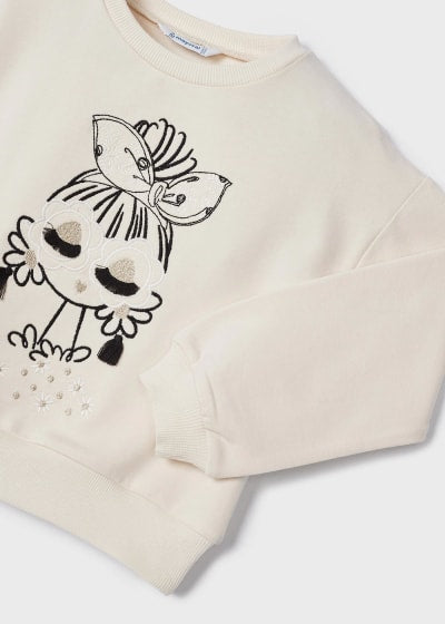 Sudadera con apliques de algodón sostenible para niña Sku 3435Color Garbanzo