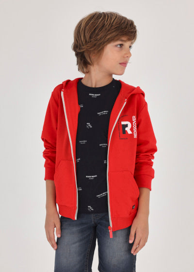 Sudadera con capucha y cremallera para chico Sku 6450 Color Rojo