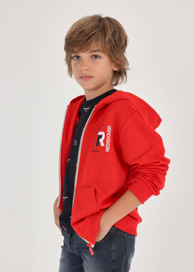 Sudadera con capucha y cremallera para chico Sku 6450 Color Rojo