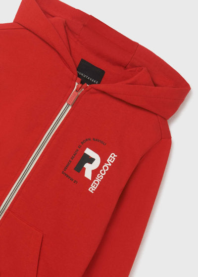 Sudadera con capucha y cremallera para chico Sku 6450 Color Rojo