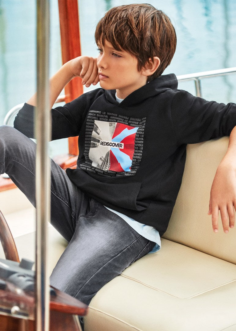 Sudadera con capucha y motivo estampado para chico Art. 23-06441-032 Negro