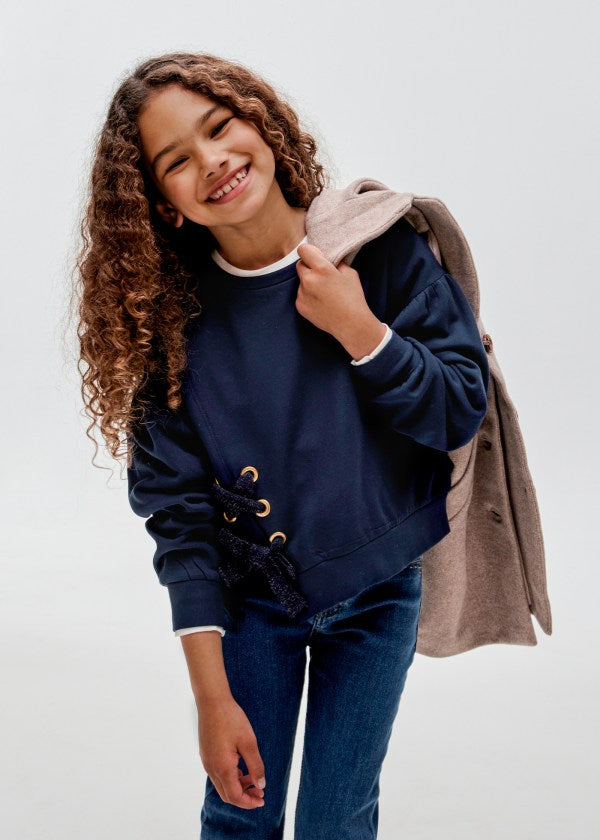 Sudadera con moño terciopelo chica  Ref. 13-07401-063 Noche