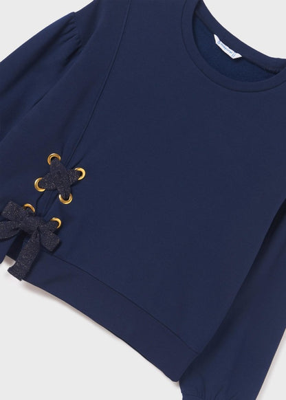 Sudadera con moño terciopelo chica  Ref. 13-07401-063 Noche