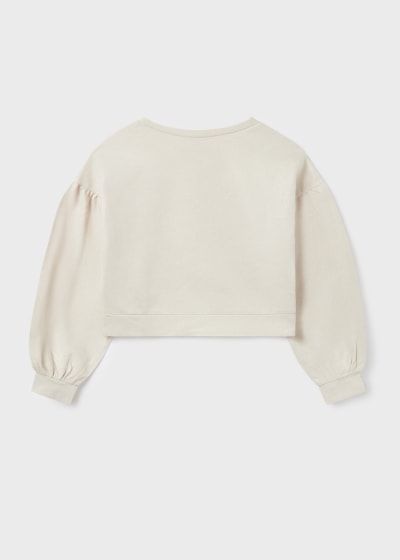 Sudadera con motivo bordado de algodón para chica Sku  6428 Color 50 Garbanzo