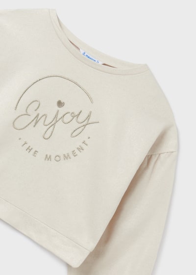 Sudadera con motivo bordado de algodón para chica Sku  6428 Color 50 Garbanzo