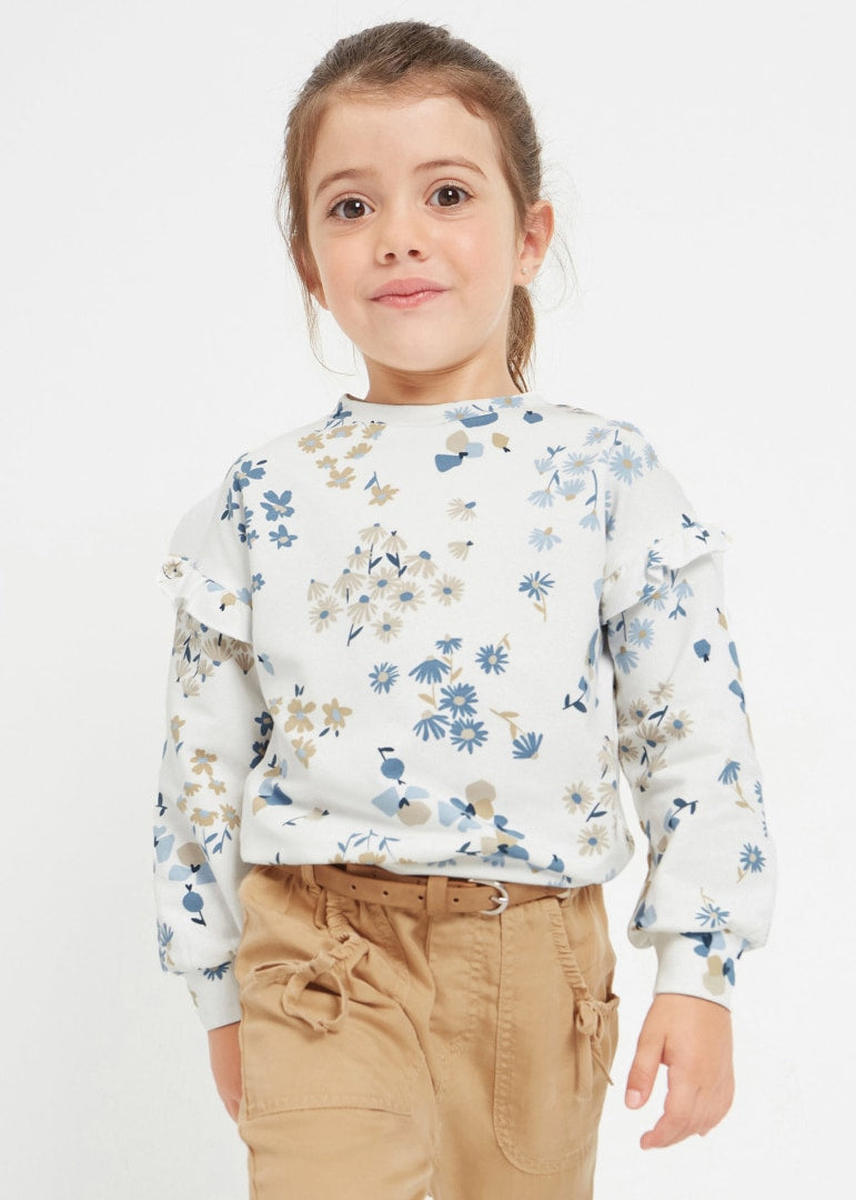 Sudadera estampada con holanes para niña Art. 23-03436-024 Porcelana