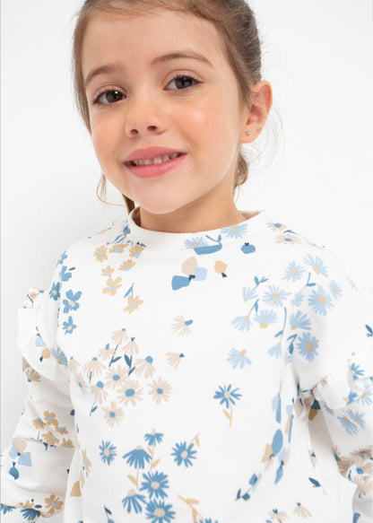 Sudadera estampada con holanes para niña Art. 23-03436-024 Porcelana