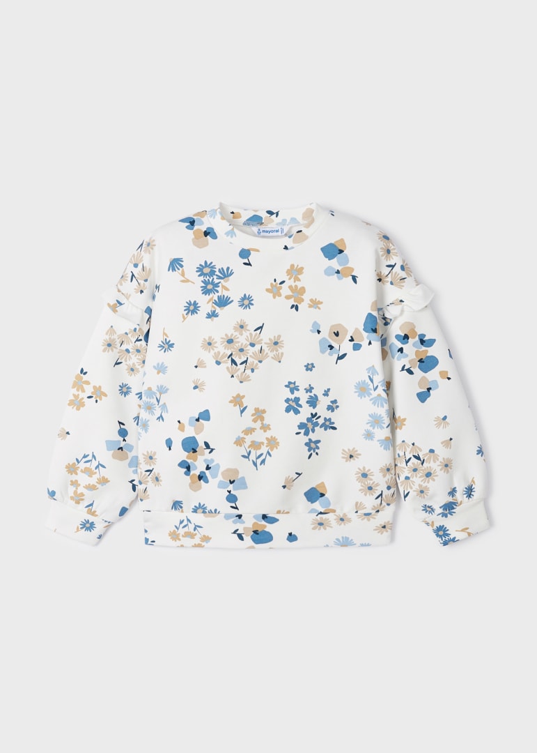 Sudadera estampada con holanes para niña Art. 23-03436-024 Porcelana