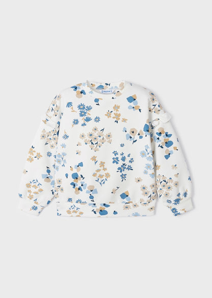 Sudadera estampada con holanes para niña Art. 23-03436-024 Porcelana