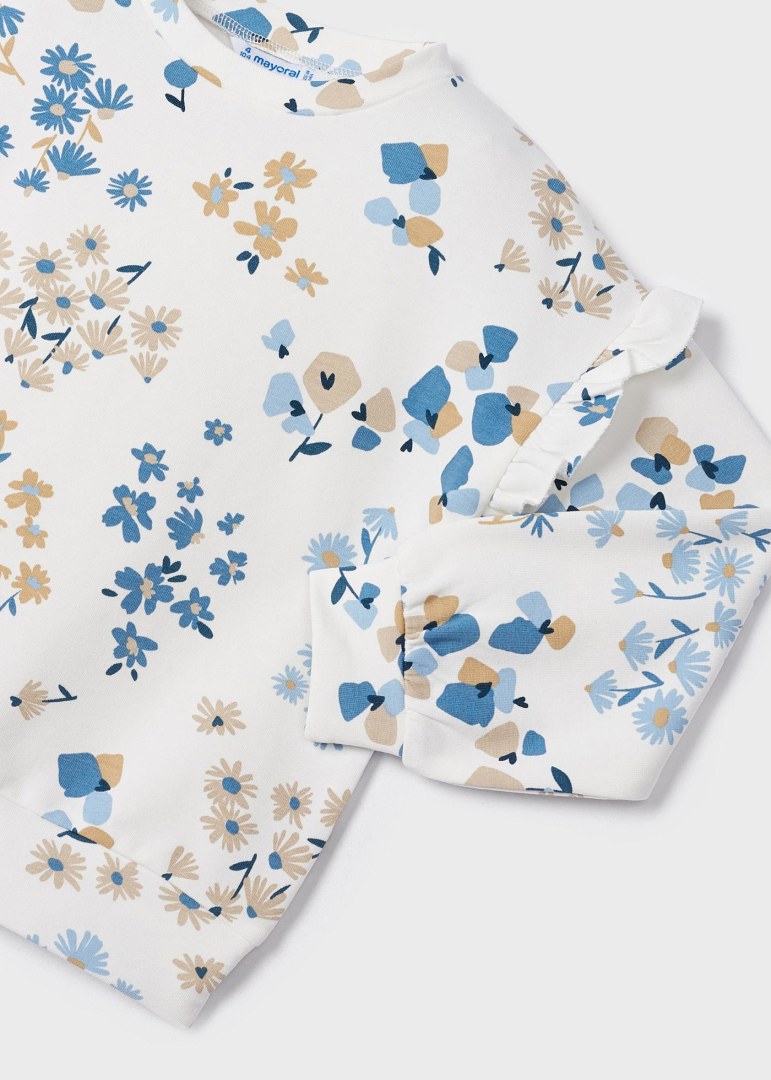 Sudadera estampada con holanes para niña Art. 23-03436-024 Porcelana