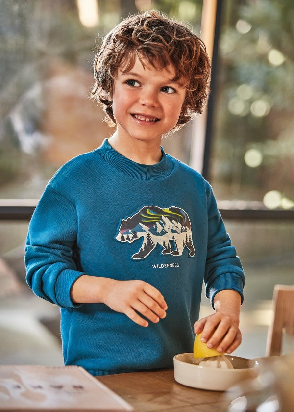 Sudadera hombro caído relieve niño MAYORAL  Ref. 13-04429-040 Atlantico