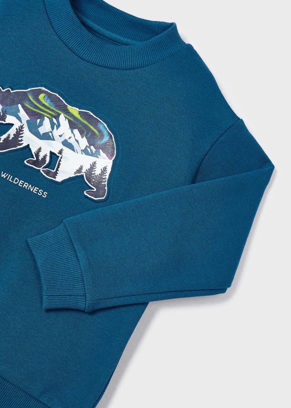 Sudadera hombro caído relieve niño MAYORAL  Ref. 13-04429-040 Atlantico