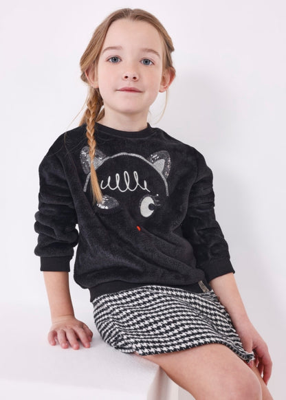 Sudadera pelo apliques niña MAYORAL Ref. 13-04402-010 Negro