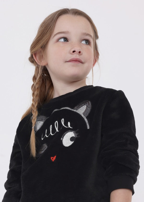 Sudadera pelo apliques niña MAYORAL Ref. 13-04402-010 Negro