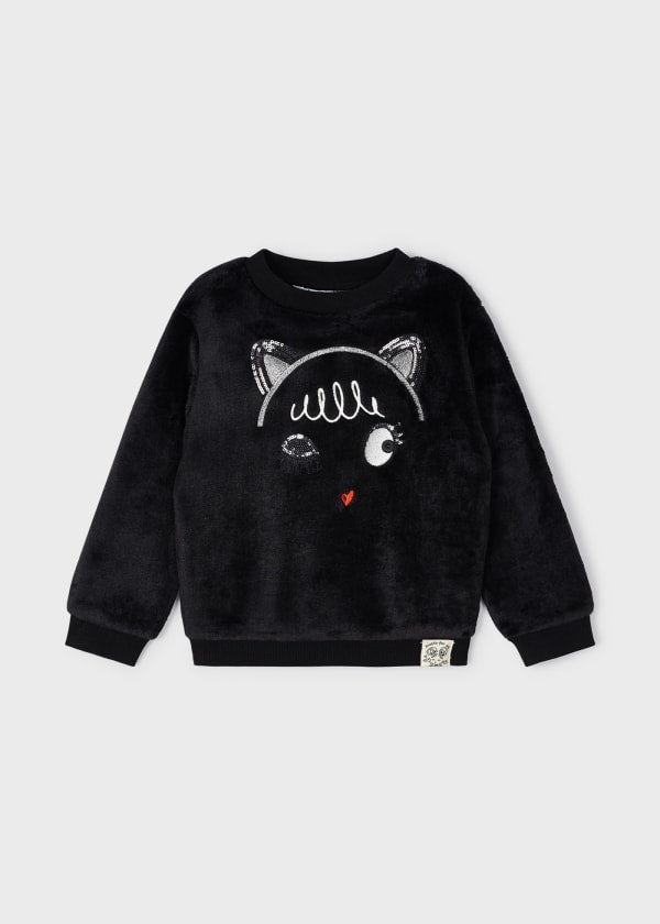 Sudadera pelo apliques niña MAYORAL Ref. 13-04402-010 Negro