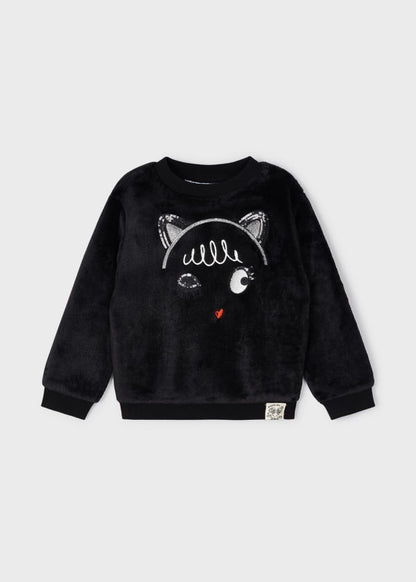 Sudadera pelo apliques niña MAYORAL Ref. 13-04402-010 Negro