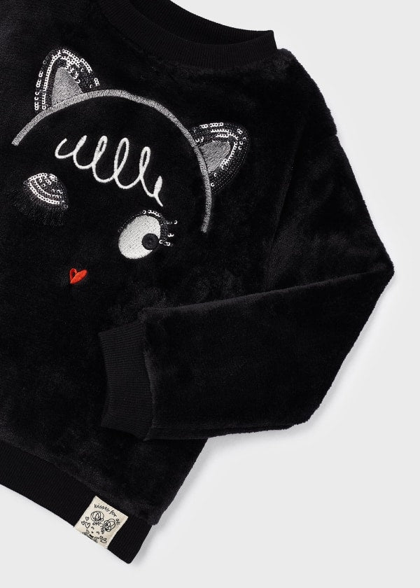 Sudadera pelo apliques niña MAYORAL Ref. 13-04402-010 Negro