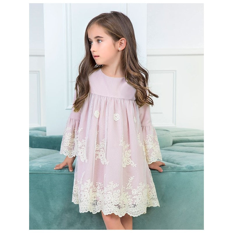 Vestido Tul Bordado ABEL & LULA Sku 5530 Color Rosa