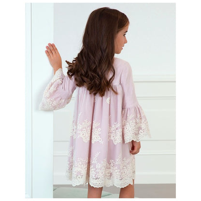 Vestido Tul Bordado ABEL & LULA Sku 5530 Color Rosa