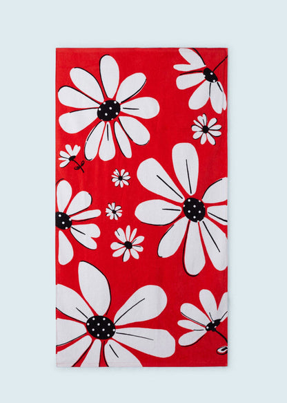 Toalla estampada con mochila incorporada de algodón para niña Art. 23-10503-067 Rojo