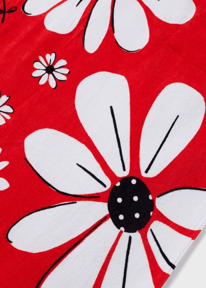 Toalla estampada con mochila incorporada de algodón para niña Art. 23-10503-067 Rojo