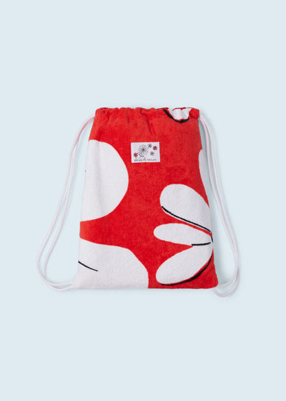 Toalla estampada con mochila incorporada de algodón para niña Art. 23-10503-067 Rojo