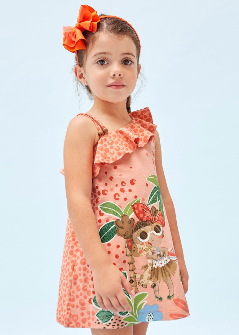 Vestido asimétrico de algodón sostenible para niña Art. 23-03935-011 Melocoton