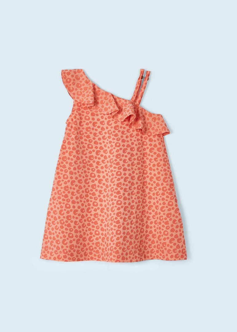 Vestido asimétrico de algodón sostenible para niña Art. 23-03935-011 Melocoton