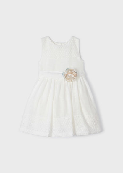 Vestido combinado de guipur para niña MAYORAL Ref. 23/3910/10 Crudo