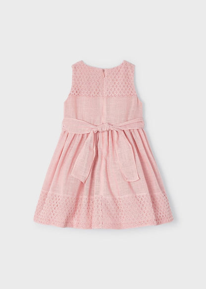 Vestido combinado de guipur para niña MAYORAL Ref. 23/3910/11 Rosado