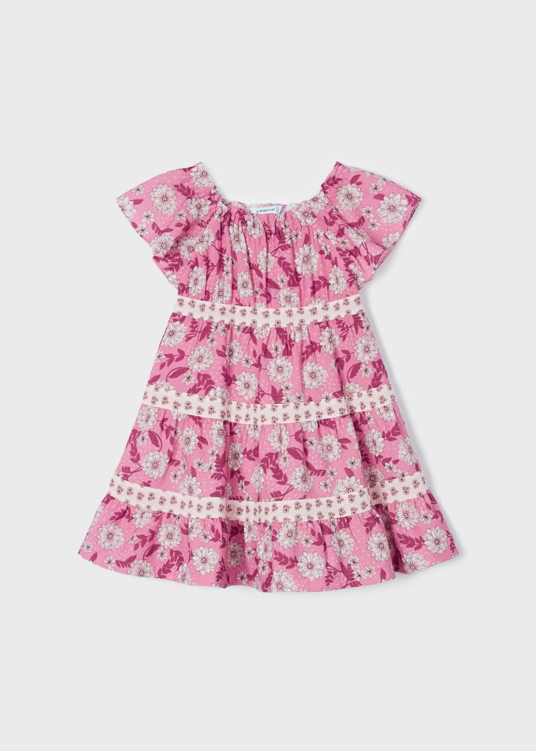 Vestido combinado estampado para niña Art. 23-03923-022 Peonia