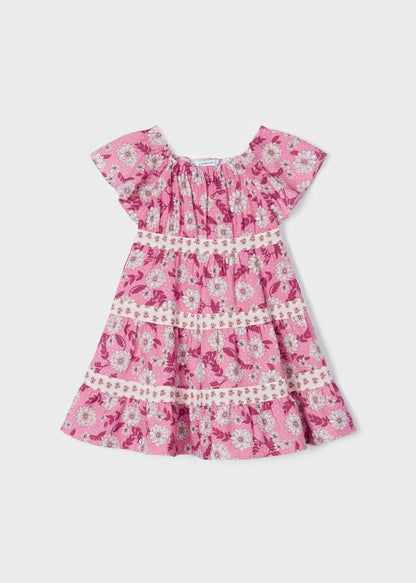 Vestido combinado estampado para niña Art. 23-03923-022 Peonia