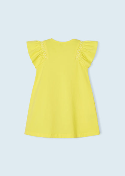 Vestido con apliques y motivo bordado de algodón para niña Art. 23-03948-043 Mimosa