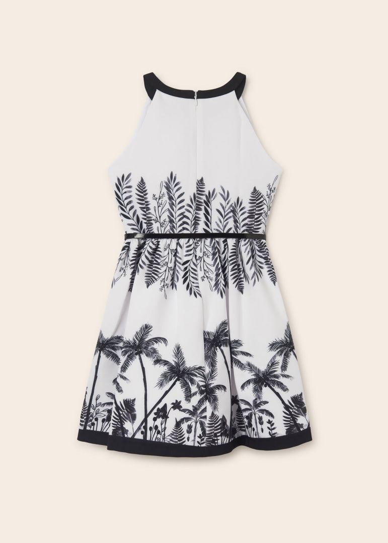 Vestido con cinturón y estampado tipo cenefa para chica MAYORAL Ref. 23/6909/1 Blanco