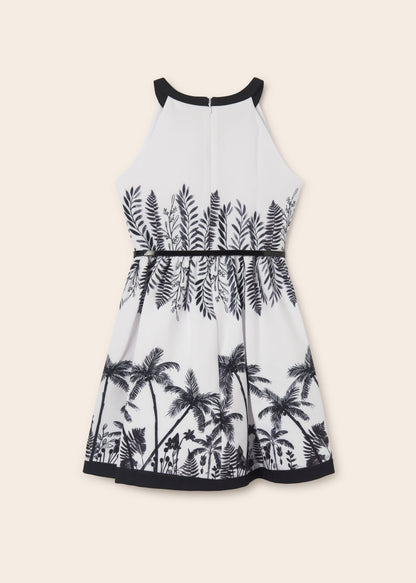 Vestido con cinturón y estampado tipo cenefa para chica MAYORAL Ref. 23/6909/1 Blanco