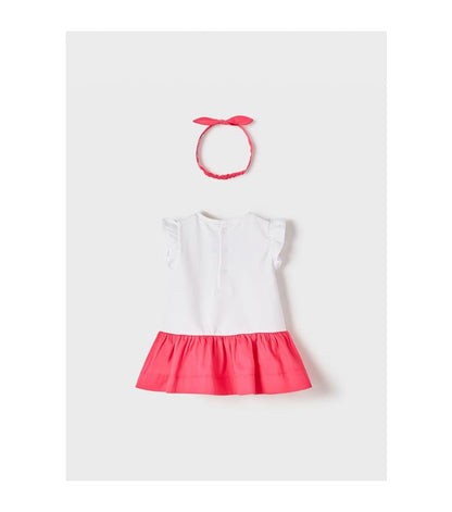 Conjunto 2 Pz Bebe Niña Vestido Moño  SKU 1912 Color Fucsia