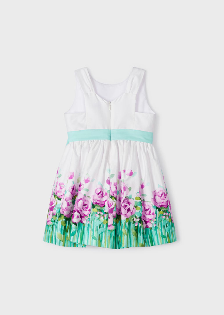 Vestido con motivo estampado de algodón para niña MAYORAL Ref. 23/3915/91  Agua