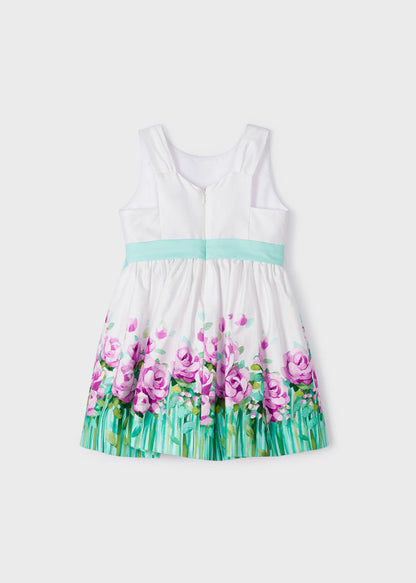 Vestido con motivo estampado de algodón para niña MAYORAL Ref. 23/3915/91  Agua