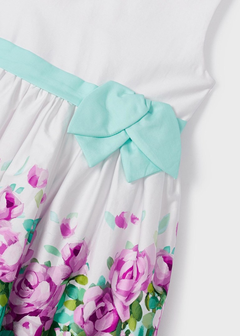 Vestido con motivo estampado de algodón para niña MAYORAL Ref. 23/3915/91  Agua